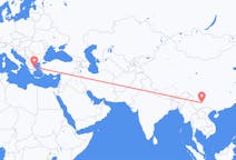 Flyg från Kunming, Kina till Skiáthos, Grekland