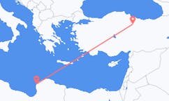 リビアのベンガジから、トルコのトカットまでのフライト