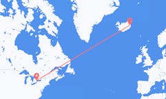 Flights from the city of Toronto to the city of Egilsstaðir