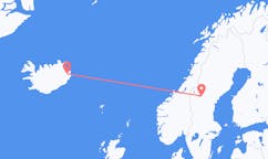 Fly fra byen Östersund, Sverige til byen Egilsstaðir, Island