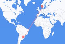 Flyg från Montevideo, Uruguay till Karup, Mittjylland, Danmark