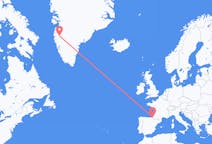出发地 格陵兰出发地 坎格鲁斯苏克目的地 法国比亚里茨的航班