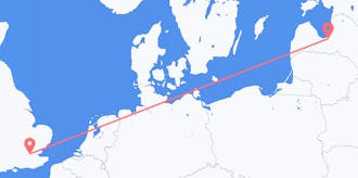 Flyg från Lettland till Storbritannien
