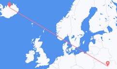 Fly fra byen Kiev til byen Akureyri