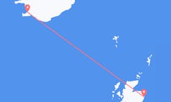 Fly fra byen Aberdeen, Skotland til byen Reykjavik, Island