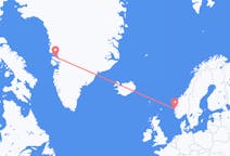 出发地 挪威卑爾根目的地 格陵兰卡修特的航班