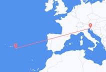 Fly fra Ponta Delgada til Trieste