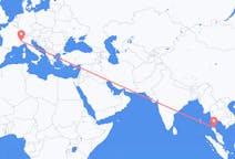 Flyg från Surat Thani Province, Thailand till Turin, Italien
