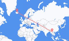 Flyreiser fra Kengtung, Myanmar (Burma) til Akureyri, Island