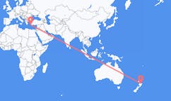 Flyg från Whakatane, Nya Zeeland till Rhodes, England, Grekland