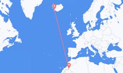 航班从阿尔及利亚廷杜夫市到雷克雅维克市，冰岛塞尔