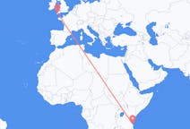 Flyreiser fra Dar-es-Salaam, Tanzania til Newquay, England