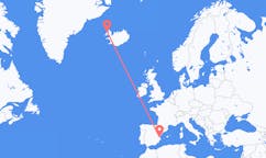 Vluchten van Valencia, Spanje naar Ísafjörður, IJsland