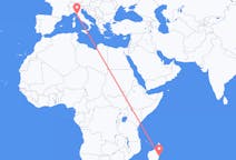 Flyg från Toamasina, Madagaskar till Pisa, Italien