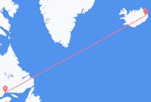 Fly fra byen Sept-Îles, Canada til byen Egilsstaðir, Island
