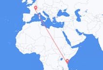 Flyg från Zanzibar, Tanzania till Lyon, Frankrike