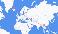 Flights from the city of Vientiane, Laos to the city of Akureyri, Iceland