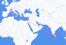 Vluchten van Colombo, Sri Lanka naar Toulon, Frankrijk