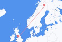 Flyrejser fra Gällivare, Sverige til Liverpool, England