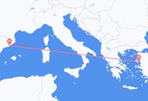ギリシャのミティリーンからから、スペインのバルセロナまでのフライト