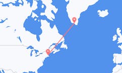 Vluchten van Boston, Verenigde Staten naar Qaqortoq, Groenland
