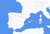 Vluchten van La Coruña, Spanje naar Cagliari, Trento, Italië