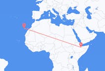 Flyrejser fra jijiga, Etiopien til La Palma, Spanien