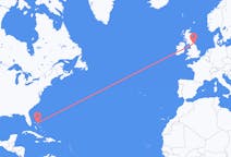 Flyrejser fra Marsh Harbour, Bahamas til Durham, England