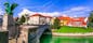 Travel and landmarks of Slovenia - beautiful Ljubljana with famous Dragon's bridge