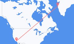Vluchten van Burbank, Verenigde Staten naar Sisimiut, Groenland