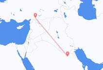 Flyreiser fra Qaisumah, Saudi-Arabia til Gaziantep, Tyrkia