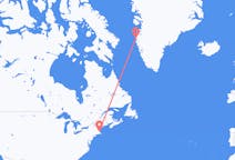 アメリカ合衆国のから ボストン、グリーンランドのへ シシミュートフライト