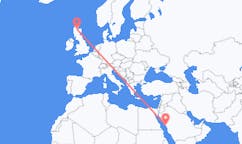 Flyg från Yanbu, Saudiarabien till Inverness, Skottland
