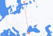 Vluchten van Helsinki, Finland naar Kutahya, Turkije