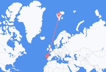 Vluchten van Lissabon naar Spitsbergen