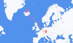 Flyreiser fra byen München, Tyskland til byen Akureyri, Island