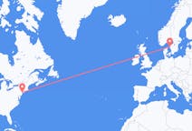 Vluchten van New York, Verenigde Staten naar Göteborg, Zweden