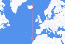 アイスランドのエギルスタジルから、スペインのラス パルマス デ グラン カナリアまでのフライト