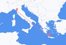 ギリシャのハニアからから、イタリアのピサまでのフライト