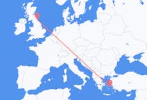 Flights from Icaria, Greece to Newcastle upon Tyne, the United Kingdom