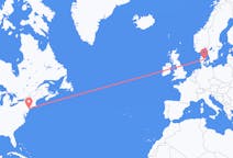 Flights from New York City, the United States to Aarhus, Denmark