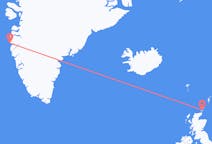 Vluchten van Sisimiut, Groenland naar Kirkwall, Schotland
