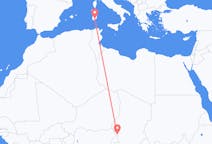 Flyg från N Djamena, Tchad till Cagliari, Italien