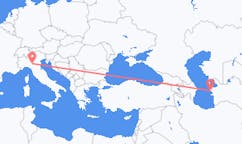 Loty z Turkmenbaszy, Turkmenistan do Parmy, Włochy