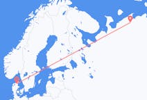 Fly fra Naryan-Mar til Aalborg