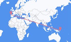Loty z Rabaul w Papui-Nowej Gwinei do Santiago de Compostela w Hiszpanii