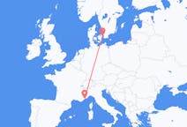 Flyreiser fra København, Danmark til Nice, Frankrike