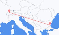 スイスのベルンから、ブルガリアのブルガスまでのフライト