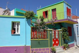 Photo of colorful houses in the village Koskinou on the island of Rhodes, Greece.