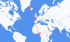 Flyreiser fra byen Port-Gentil, Gabon til byen Reykjavik, Island